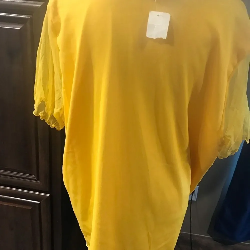 Giorgio Fiodine Yellow Blouse Plus Size Womens 26 28 NWT - Picture 16 of 16